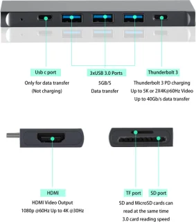 M-Teck Pro Dock X voor MacBook Pro en Air Space Grey