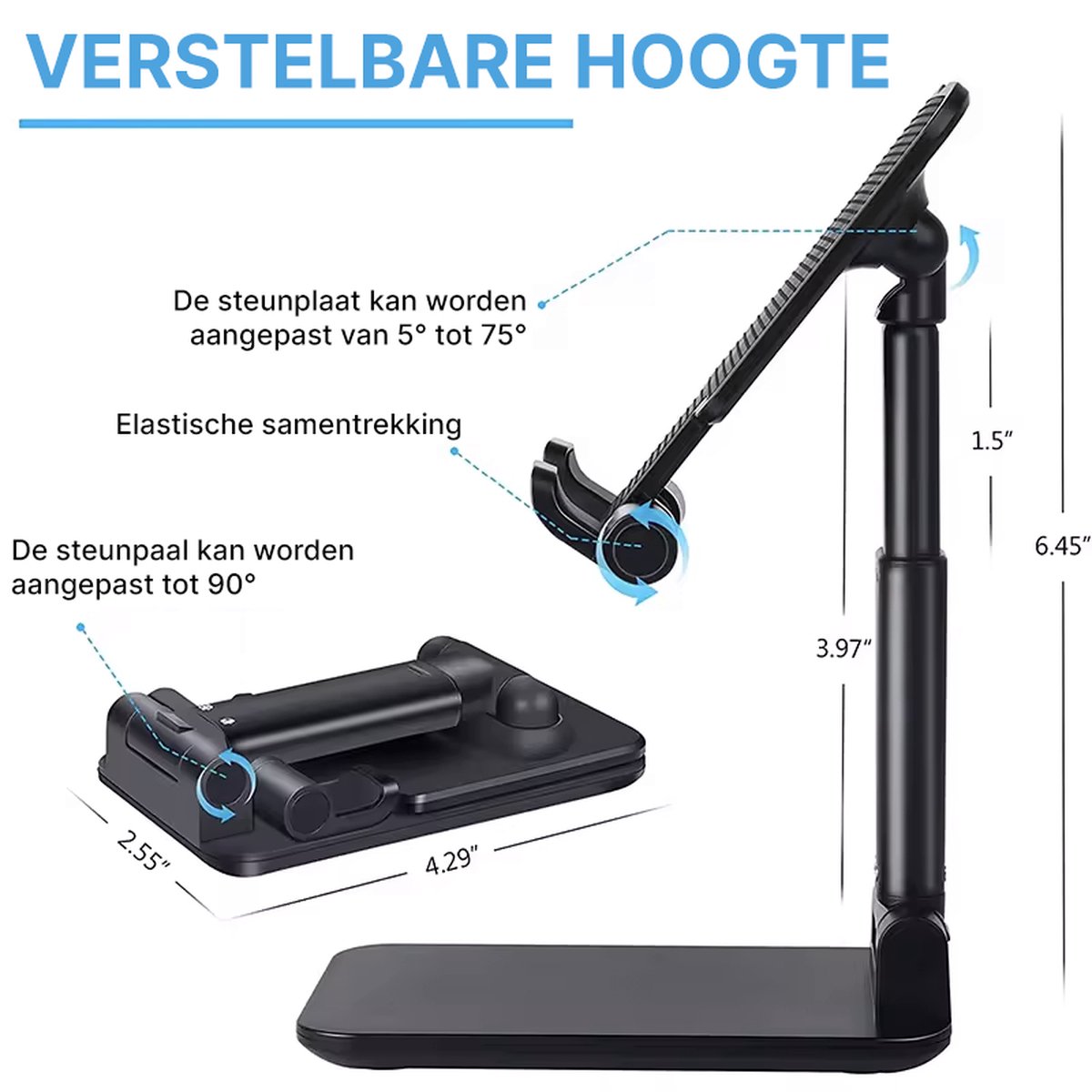 Wat vinden we goed aan de M-Teck Smartphone & Tablet Houder Wit Opklapbaar