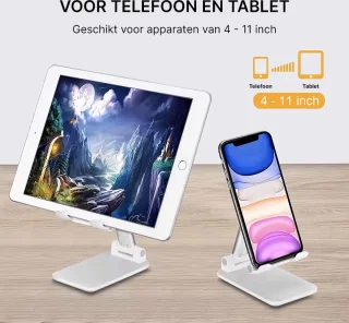 M-Teck Smartphone & Tablet Houder Wit Opklapbaar