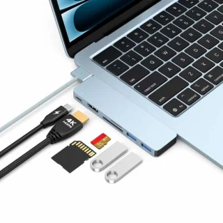 M-TECK USB-C Dock voor MacBook Air/Pro (M1/M2/M3/M4) Sky Blue review