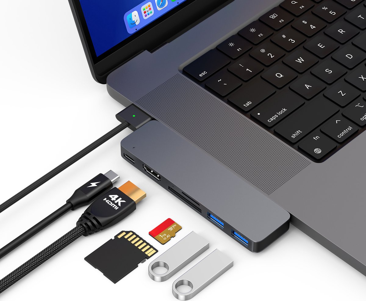 M-TECK USB-C Dock voor MacBook Air/Pro Space Grey