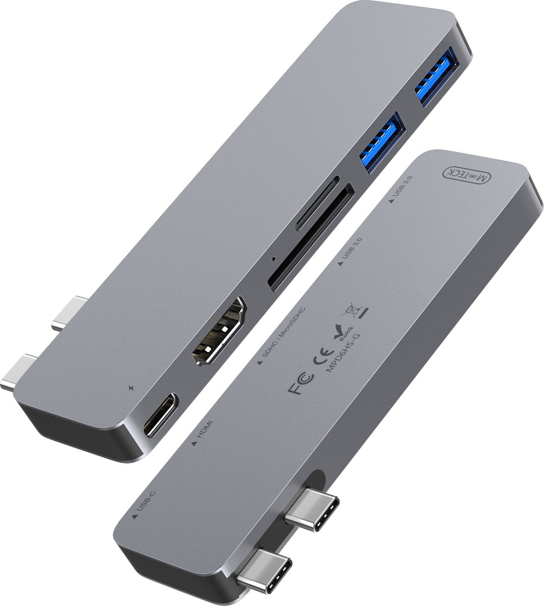 M-TECK USB-C Dock voor MacBook Air/Pro Space Grey