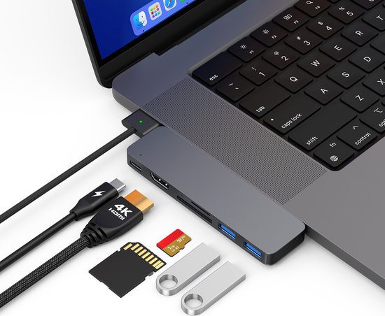 M-TECK USB-C Dock voor MacBook Air/Pro Space Grey