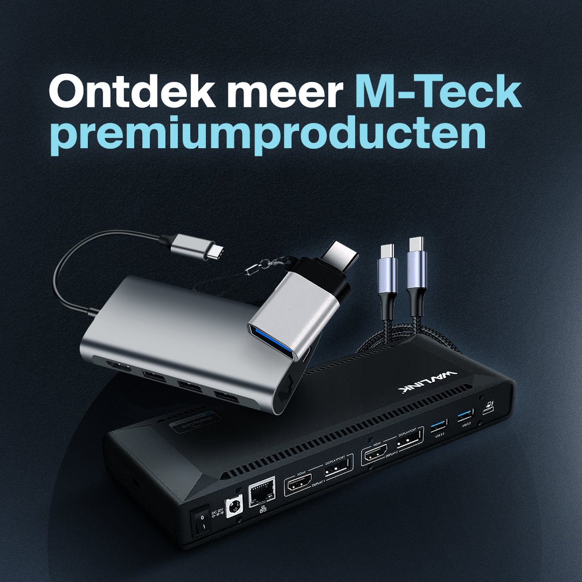 M-TECK USB-C Docking Station 3x4K HDMI DisplayPort Ethernet USB A MicroSD
