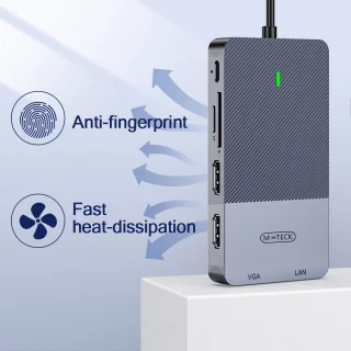 M-Teck USB-C Docking Station USB-A HDMI VGA Ethernet Kaartlezer Audio