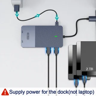 M-Teck USB-C Docking Station USB-A HDMI VGA Ethernet Kaartlezer Audio