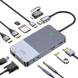 M-Teck USB-C Docking Station USB-A HDMI VGA Ethernet Kaartlezer Audio