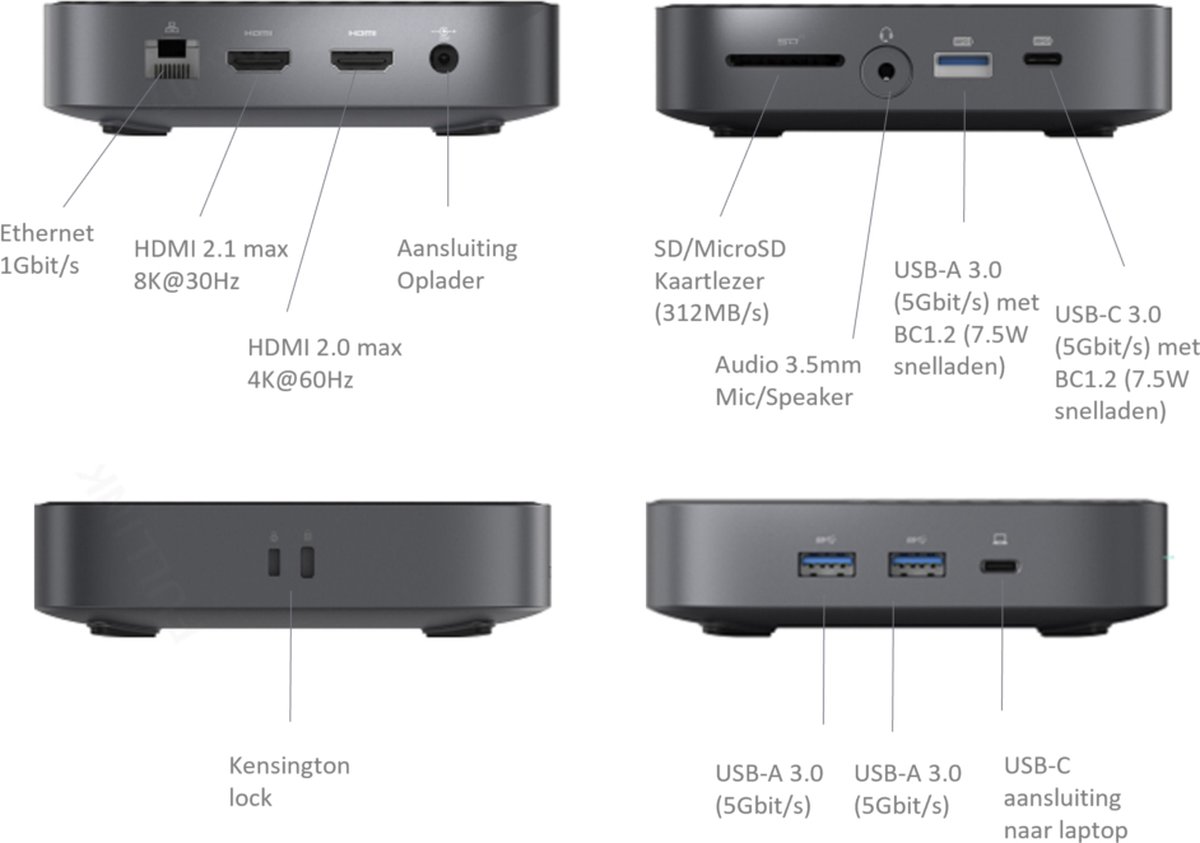 M-TECK USB-C Docking Station voor Windows laptops