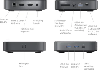 M-TECK USB-C Docking Station voor Windows laptops