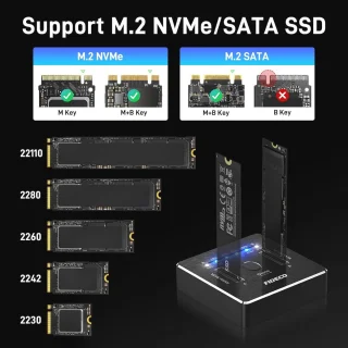 M.2 NVMe/SATA Dual SSD Docking Station