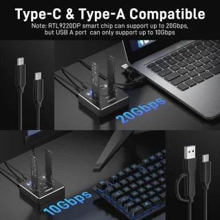 M.2 NVMe/SATA Dual SSD Docking Station