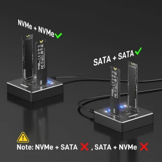 M.2 NVMe/SATA Dual SSD Docking Station