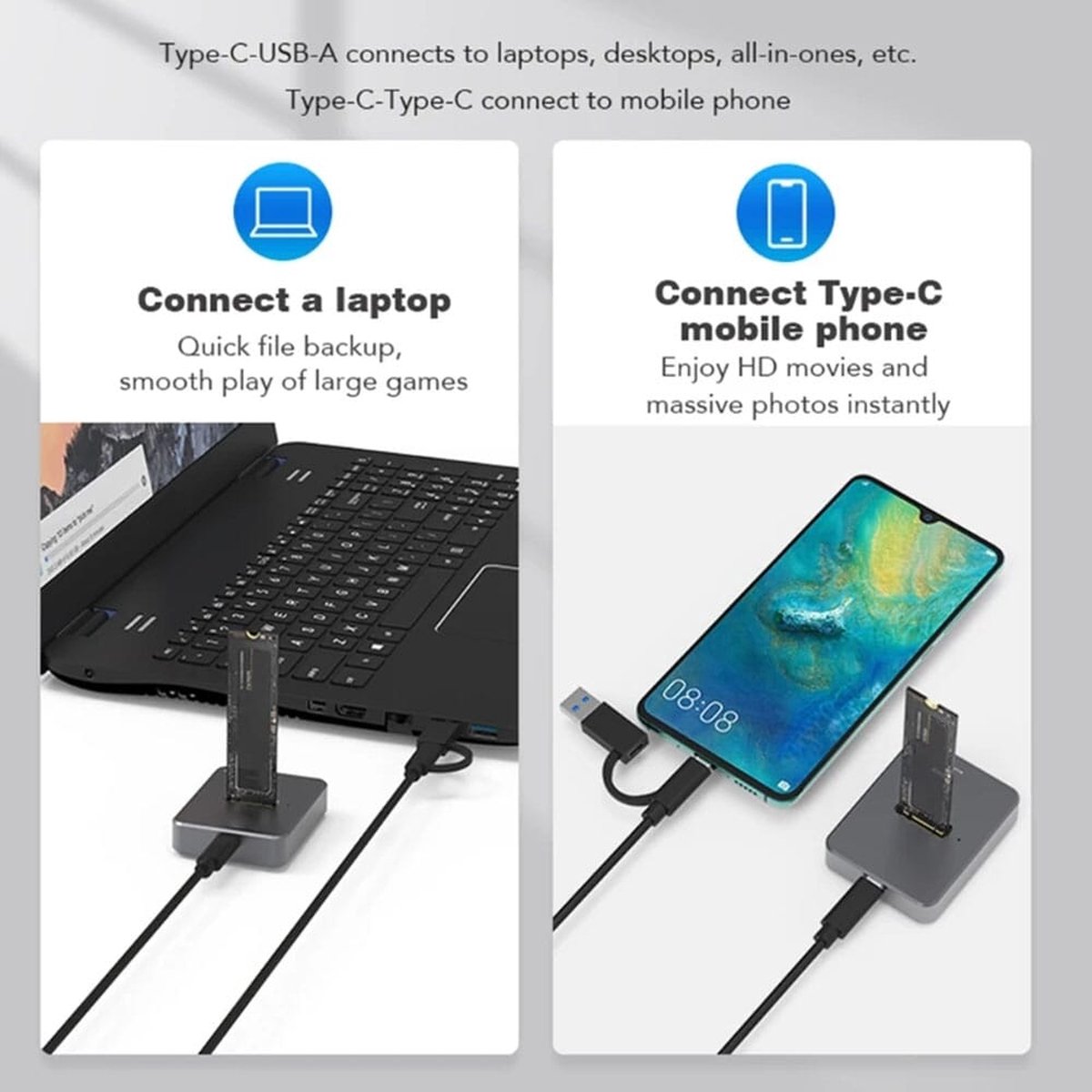 M.2 SSD Docking Station SD03A USB 3.0 NVMe/SATA 2TB