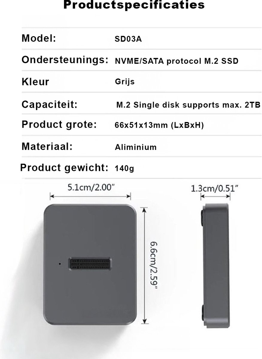 M.2 SSD Docking Station SD03A USB 3.0 NVMe/SATA 2TB