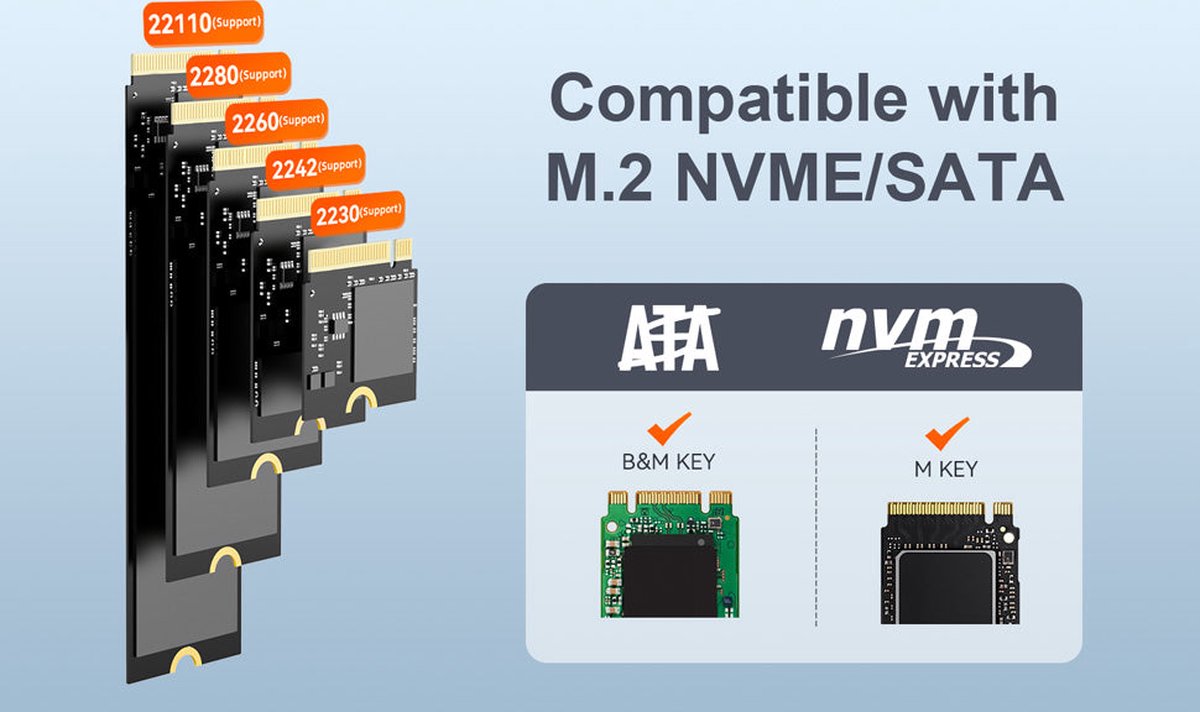 Maiwo USB C 3.2 Docking Station voor NVMe/SATA M.2 SSD