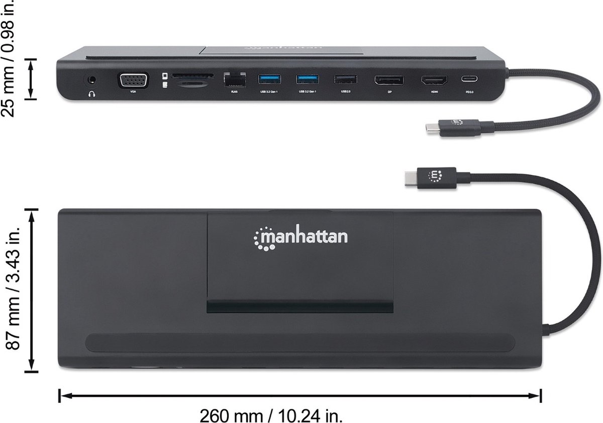 Manhattan 153478 USB-C laptopdockingstation universeel