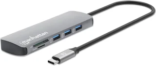 Manhattan 190459 Bedraad Laptop Dockingstation USB-C Grijs