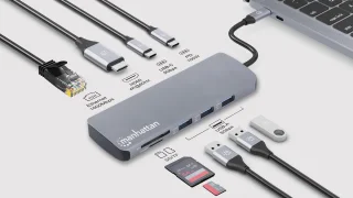 Manhattan 190459 Bedraad Laptop Dockingstation USB-C Grijs