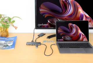 Manhattan 190459 Bedraad Laptop Dockingstation USB-C Grijs
