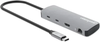 Manhattan 190459 Bedraad Laptop Dockingstation USB-C Grijs