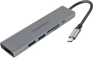 Mediacom MD-C312 laptopdock en poortreplicator, USB-C, grijs