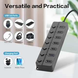 Merkloos 7-poorts USB-hub (USB 2.0)
