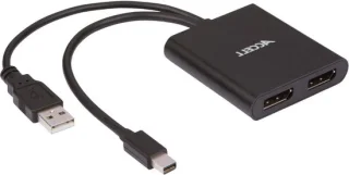 Mini DisplayPort naar 2x DisplayPort Adapter - Zwart