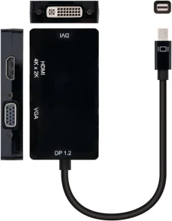 Mini dp-adapter 3-in-1 zwart