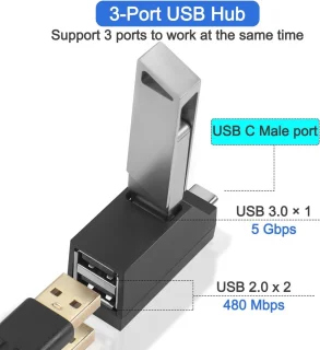 Mini USB-hub 3-poorts