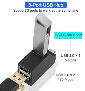 Mini USB Hub 3-poorts