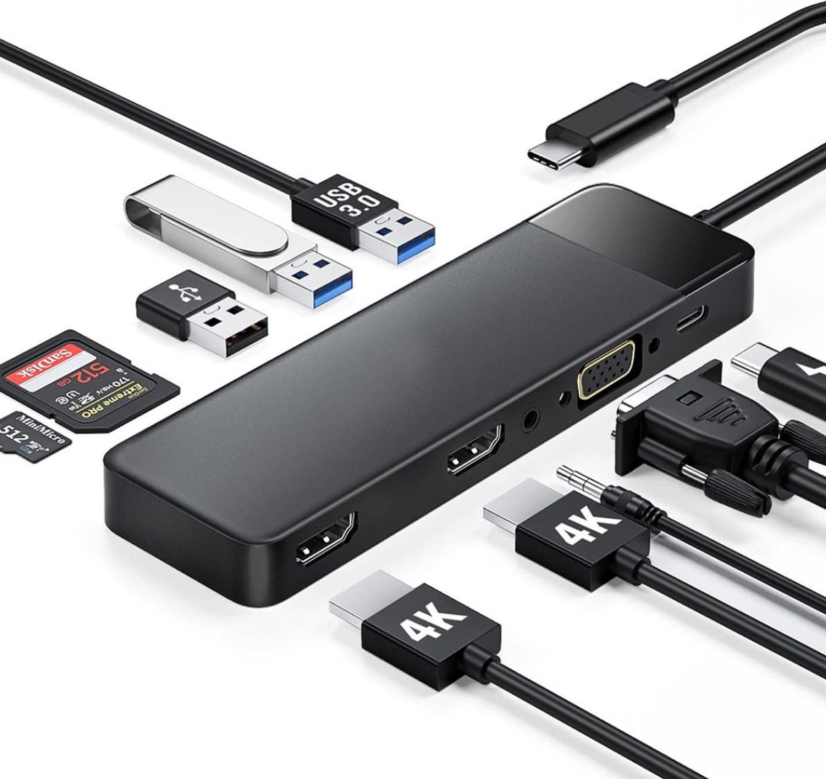MKSS® Docking Station Laptop 10-in-1 USB-C Dual HDMI Zwart