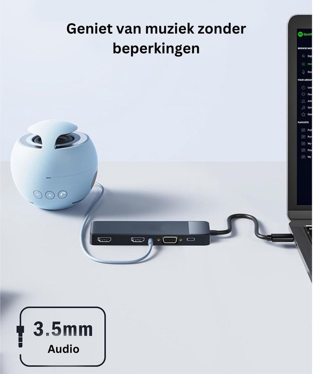 MKSS® Docking Station Laptop 10-in-1 USB-C Dual HDMI Zwart