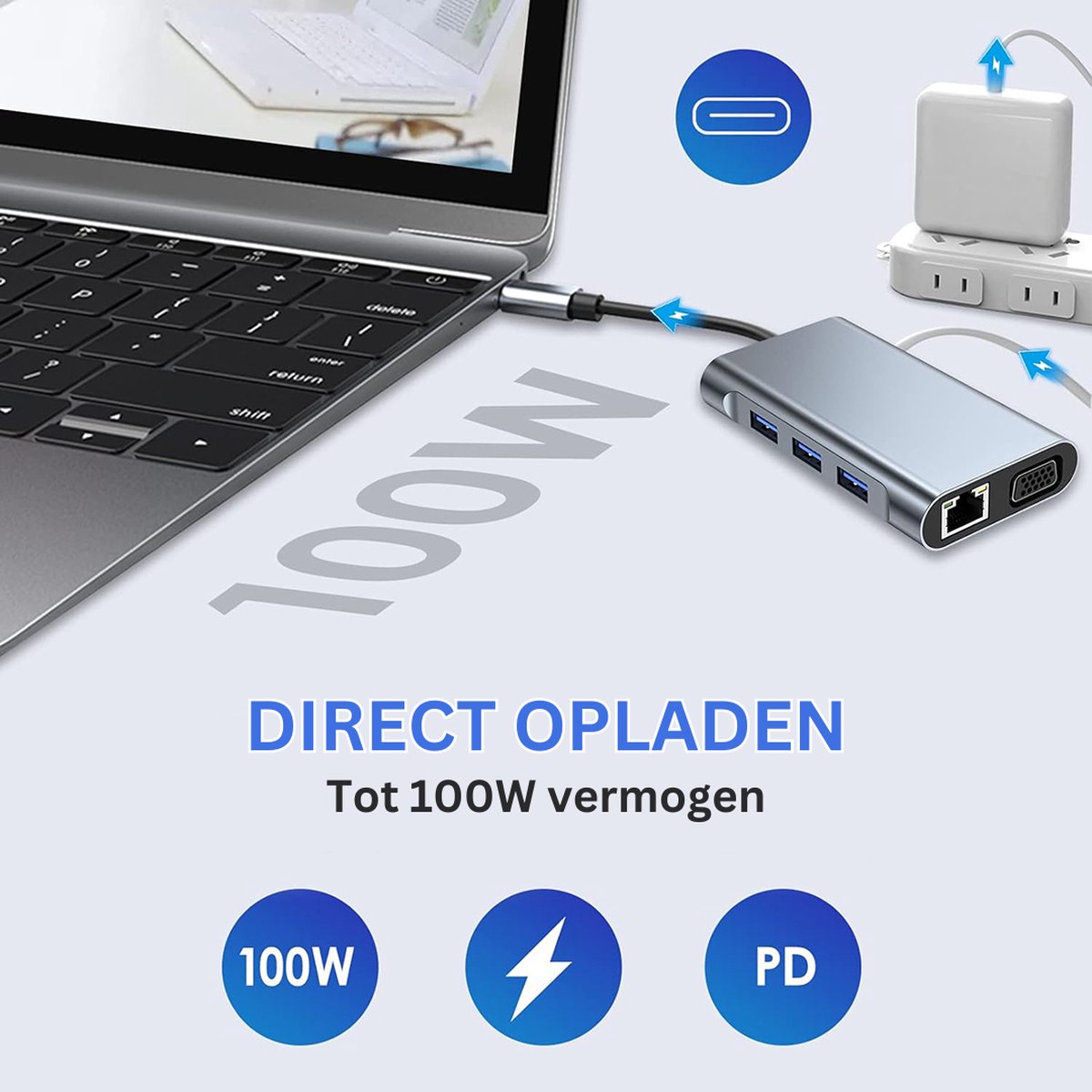 MKSS Docking Station Laptop 8-in-1 USB-C Zilver
