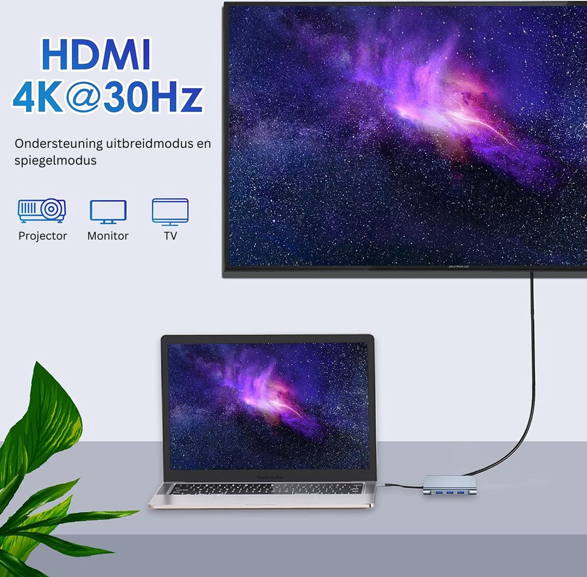 MKSS Docking Station Laptop 8-in-1 USB-C Zilver