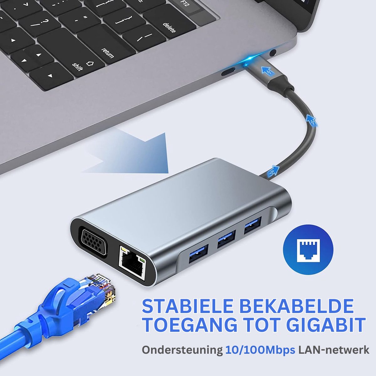 MKSS Docking Station Laptop 8-in-1 USB-C Zilver
