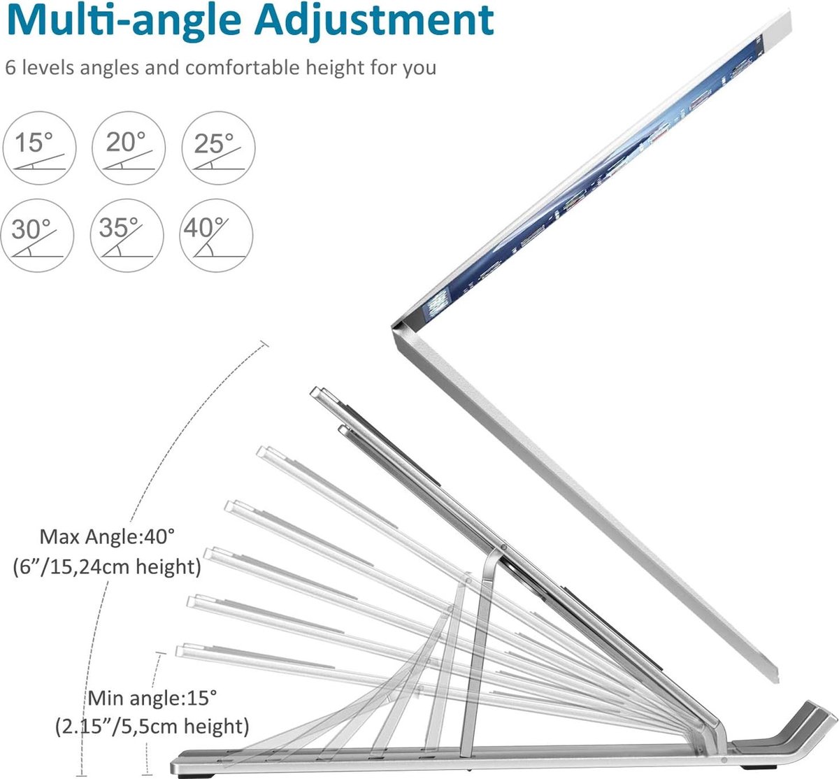 Multi-Hoek Opvouwbare Laptopstand Lightweight