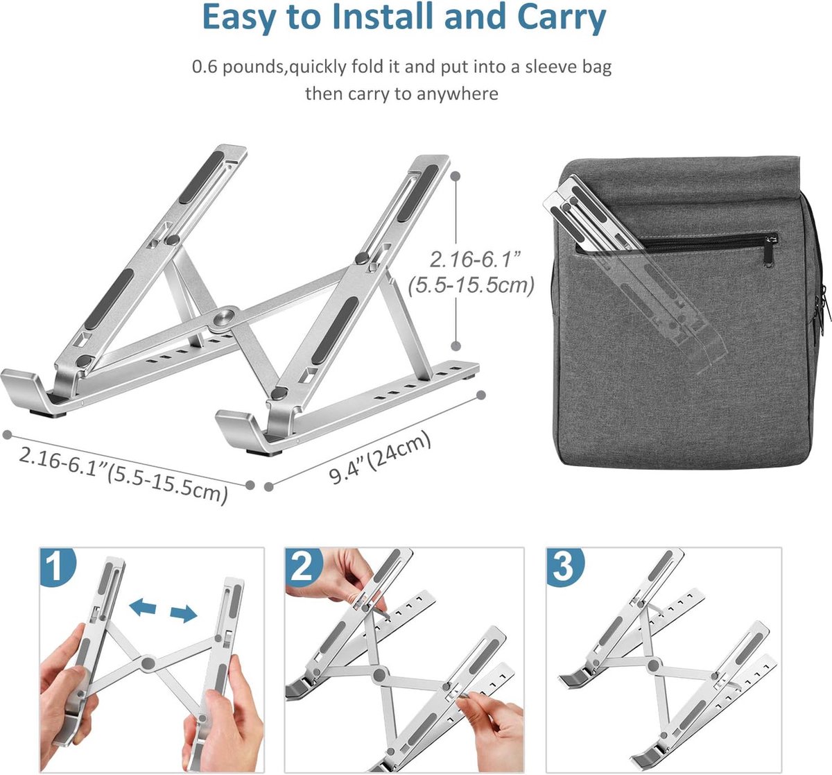 Multi-Hoek Opvouwbare Laptopstand Lightweight