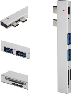 Multi poort hub type c converter grijs
