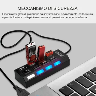 Multipoot USB-hub adapter zwart