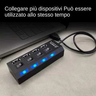 Multipoot USB-hub adapter zwart