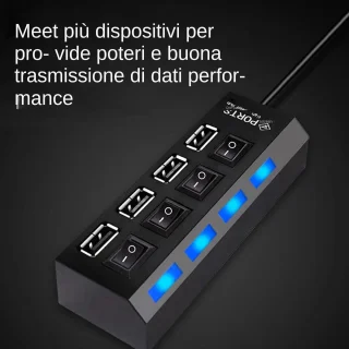 Multipoot USB-hub adapter zwart