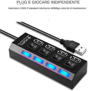 Multipoot USB-hub adapter zwart