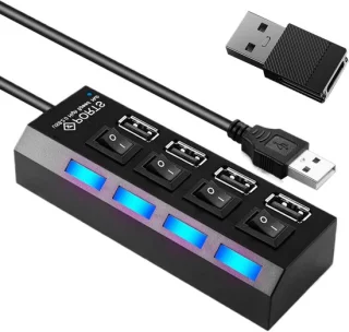 Multipoot USB-hub adapter zwart