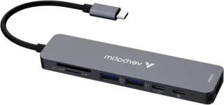 Multiport hub USB-C docking station grijs