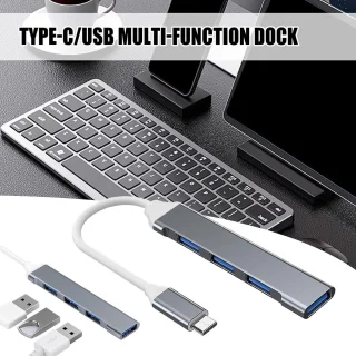 Multiport USB hub - 4-poorts splitter - grijs
