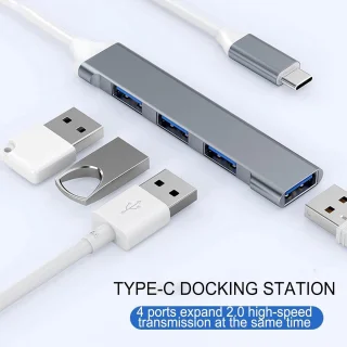 Multiport USB hub - 4-poorts splitter - grijs