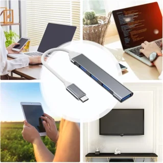 Multiport USB hub - 4-poorts splitter - grijs