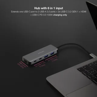 Nanocable 10.16.1006 Dockingstation Type-C Grijs