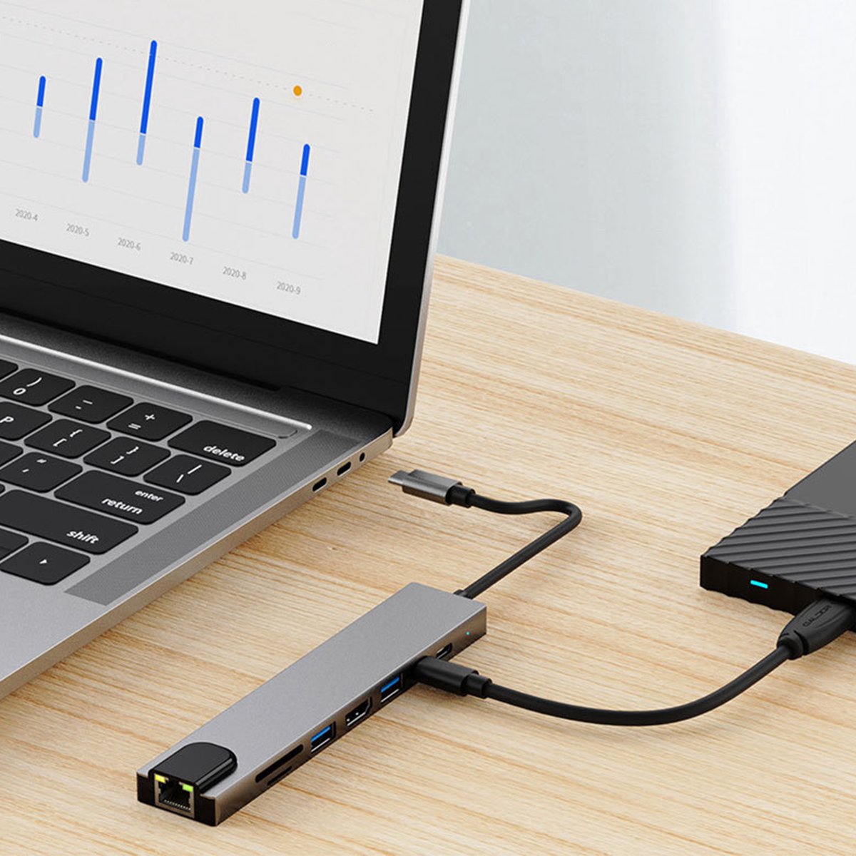 NAXSIR 8-in-1 USB-C Hub Dockingstation voor Laptop & MacBook