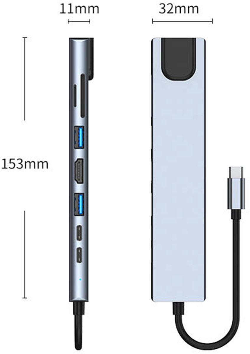 NAXSIR 8-in-1 USB-C Hub Dockingstation voor Laptop & MacBook